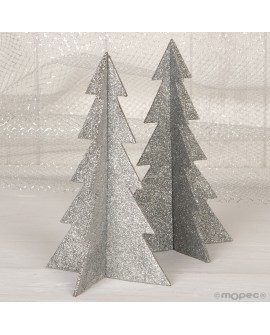 Árbol purpurina plateado 19 cm. con referencia MOP-NF61.12 y un precio de 3,80 € de la sección Regalos y objetos para la navidad