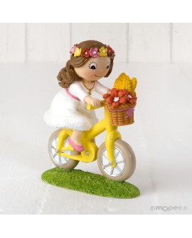 Figura para tarta de niña de comunión en bici