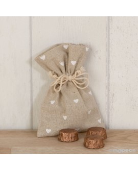 Bolsita beige con corazones y bombones. con referencia MOP-AB602 y un precio de 2,55 € de la sección Detalles para bodas