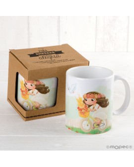 Taza niña comunión en bici personalizable con referencia MOP-G912.2.1 y un precio de 11,22 € de la sección regalos para niños