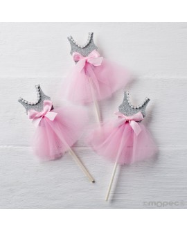 Pic de bailarina en gris y rosa con perlas._MOP-A342_0,78 €