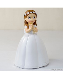 Figura niña comunión con corona flores para tarta con referencia MOP-Y931 y un precio de 10,87 € de la sección figura de tart...