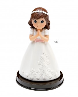 Figura para tarta niña de comunión con vestido de flores