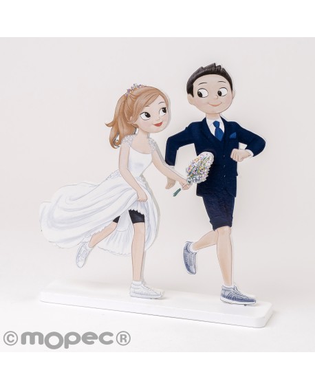 Figura de madera de novios practicando running. con referencia MOP-W919 y un precio de 9,63 € de la sección figura de tarta d...