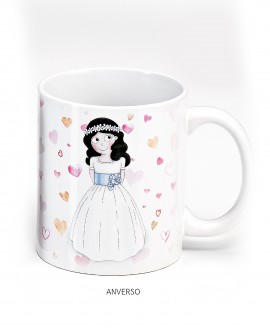 Taza de desayuno de niña para comunión con corazones con referencia DOP-1740 y un precio de 4,15 € de la sección detalles de ...