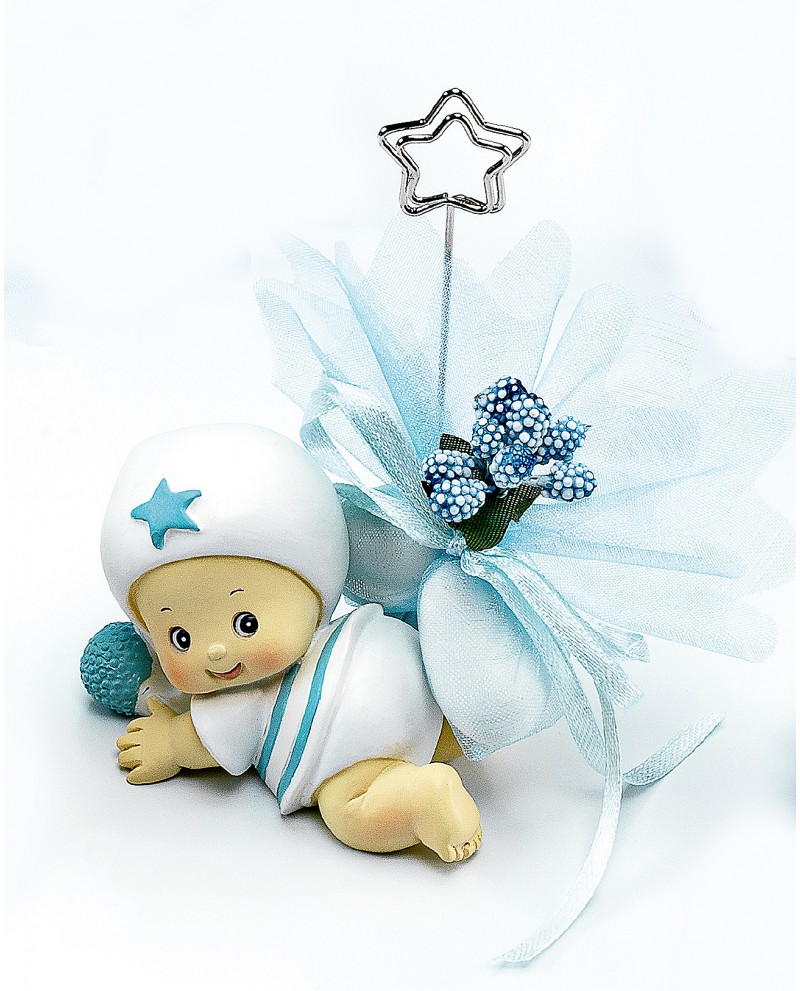 Portafotos pinza de bebe con gorrito de estrella, detalles de bautizo