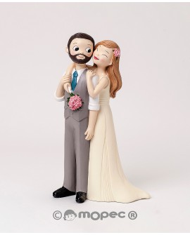 Figura para tarta de novios abrazados. con referencia MOP-Y841 y un precio de 27,42 € de la sección figura de tarta de boda