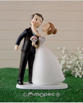 Figura para tarta de novios con beso con referencia MOP-Y971 y un precio de 25,15 € de la sección figura de tarta de boda