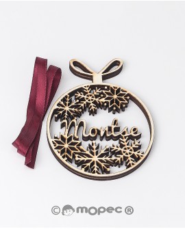 Bola de madera personalizable con nombre para árbol. con referencia MOP-NW5008 y un precio de 15,80 € de la sección Regalos y...