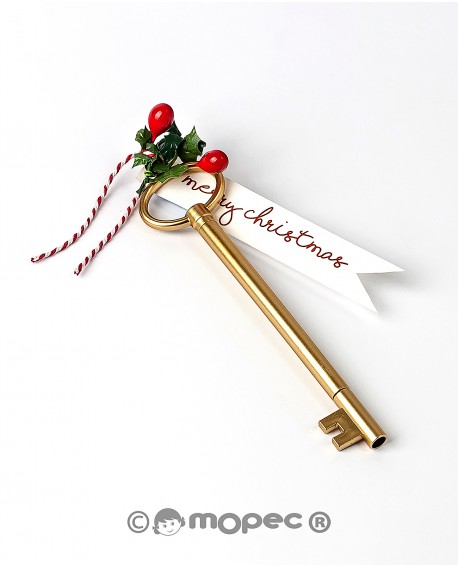 Rotulador llave dorada con decoración y tarjeta de Navidad con referencia MOP-NA1470 y un precio de 2,10 € de la sección Rega...