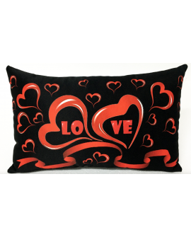 Cojín lona en negro con LOVE de corazones. con referencia ART-1269 y un precio de 12,25 € de la sección Regalos para enamorados