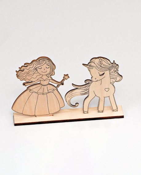 Silueta de madera para colorear de princesa con referencia DOP-1756 y un precio de 3,34 € de la sección regalos para niños