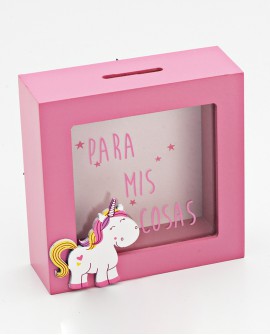 Hucha cajita unicornio. con referencia DOP-1721 y un precio de 6,60 € de la sección regalos para niños