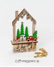 Casa de madera con purpurina con referencia MOP-NW24 y un precio de 4,50 € de la sección Regalos y objetos para la navidad