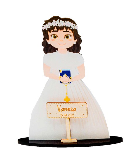 Figura para tarta de niña de comunión con misal personalizable. con referencia DOP-7654 y un precio de 8,75 € de la sección f...