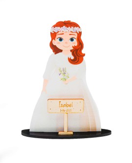 Figura para tarta de niña de comunión con ramito personalizable. con referencia DOP-7653 y un precio de 8,75 € de la sección ...