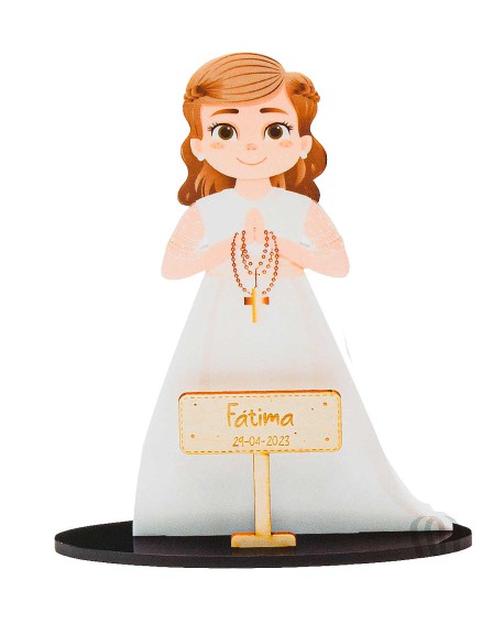 Figura para tarta de niña de comunión con rosario personalizable. con referencia DOP-7652 y un precio de 8,75 € de la sección...