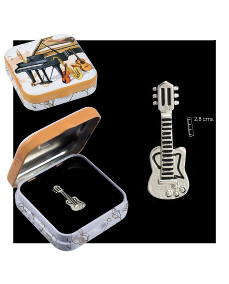 Pin guitarra eléctrica en caja de regalo metálica