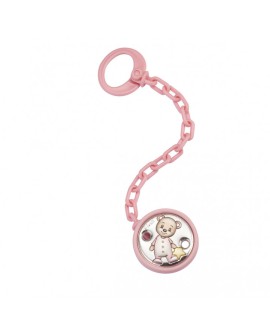 Pinza para chupete rosa pastel con osito en pijama. con referencia PLA- EV3493-01R y un precio de 10,00 € de la sección OBJET...