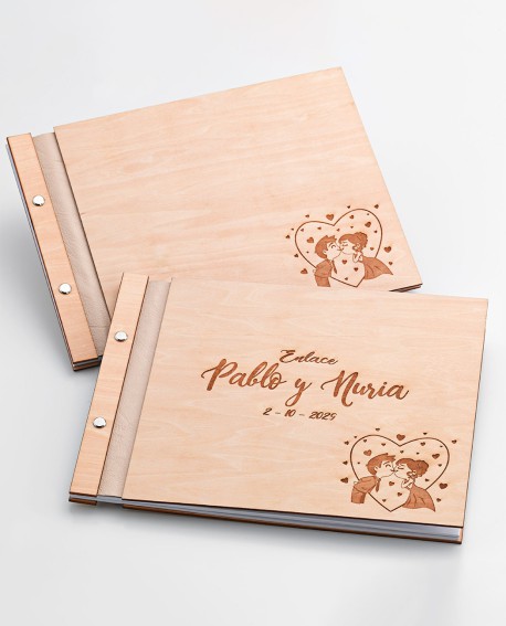 Libro de firmas de boda con tapa de madera con referencia DOP-1022 y un precio de 24,75 € de la sección Detalles para bodas