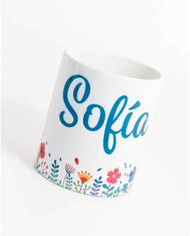 Taza personalizada flores con referencia PAR-taza flores y un precio de 4,00 € de la sección regalos para niños