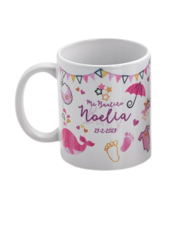 Taza de desayuno de bebé con motivos infantiles en rosa. con referencia DOP-1419 y un precio de 4,25 € de la sección detalles...