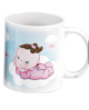 Taza de desayuno con bebé y cigüeña en rosa. con referencia DOP-1576 y un precio de 4,25 € de la sección detalles para bautizo