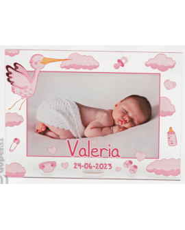 Portafotos foto impresa en metacrilato con cigüeña rosa horizontal con referencia DOP-7438 y un precio de 5,35 € de la secció...