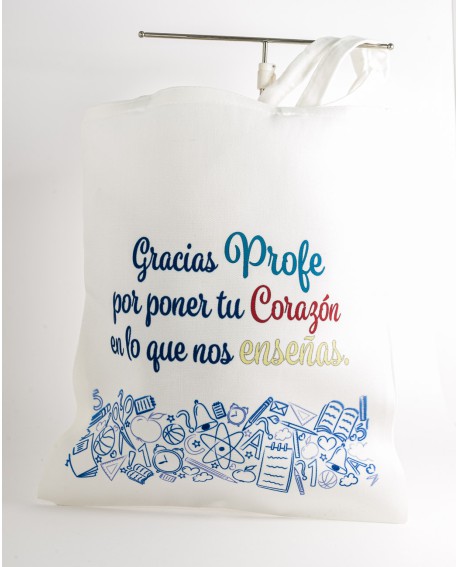 Bolso Tote " Gracias profe por poner tu corazón en lo que nos enseñas"