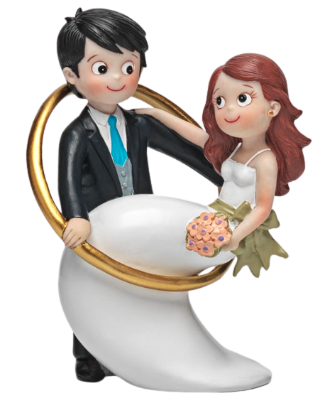 Figura tarta novios en alianza con referencia DOP-2408 y un precio de 27,30 € de la sección figura de tarta de boda