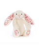 Conejito blanco de peluche con flores de cerezo en flor de Jellycat