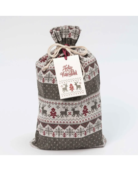 Pack de regalo saco gris con cenefas de Navidad con referencia MOP-J8 y un precio de 39,00 € de la sección Regalos y objetos ...