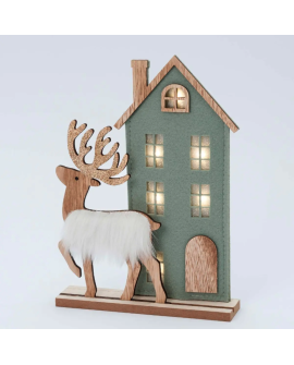 Casa de fieltro con reno y luz de Navidad. con referencia MOP-NW22 y un precio de 13,30 € de la sección Regalos y objetos par...