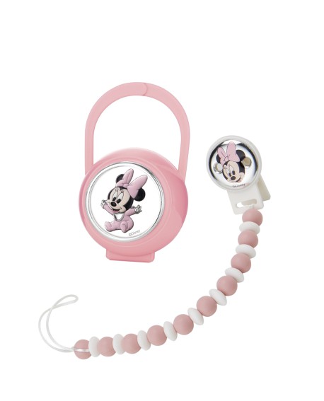 Juego pinza y porta chupetes Minnie con referencia GLO-D567RA y un precio de 37,30 € de la sección OBJETOS DE REGALO NIÑO