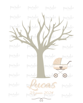 Lamina huellas con carrito en color beige. con referencia PAR- LCB y un precio de 10,00 € de la sección detalles para bautizo