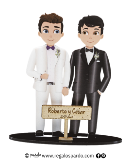 Figura para tarta boda de chicos de metacrilato personalizable. con referencia DOP-7145/1 y un precio de 18,65 € de la secció...