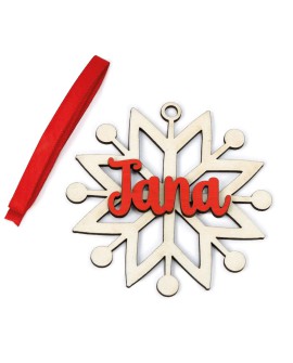 Colgante navideño de copo de nieve en madera personalizable con nombre. con referencia MOP-NW46 y un precio de 15,70 € de la ...