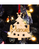 Colgante árbol de Navidad en madera personalizable con nombre.