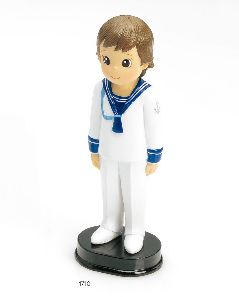 Figura de tarta de niño de comunión de marinero.